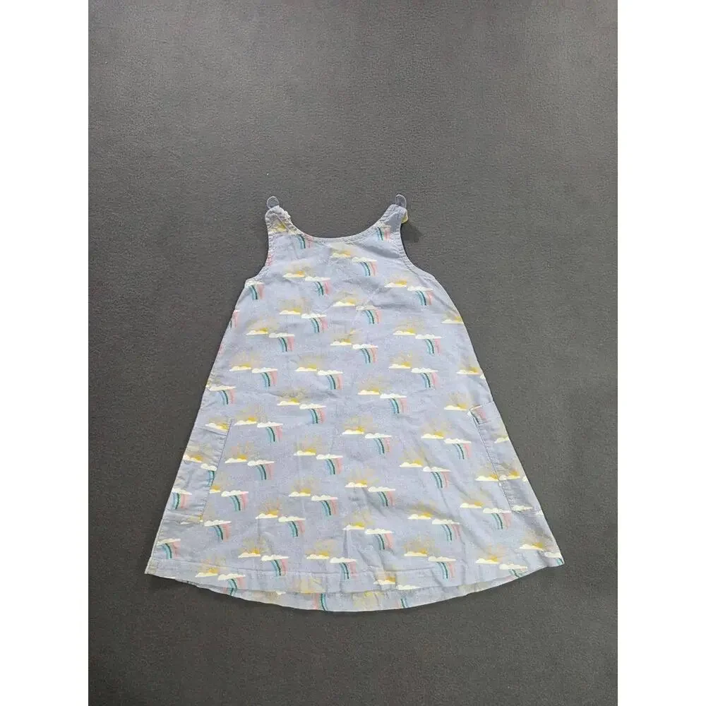 Hanna Andersson Oxford Blue Pillowcase Dress with Sun/Rainbow Print 6-7 A008067